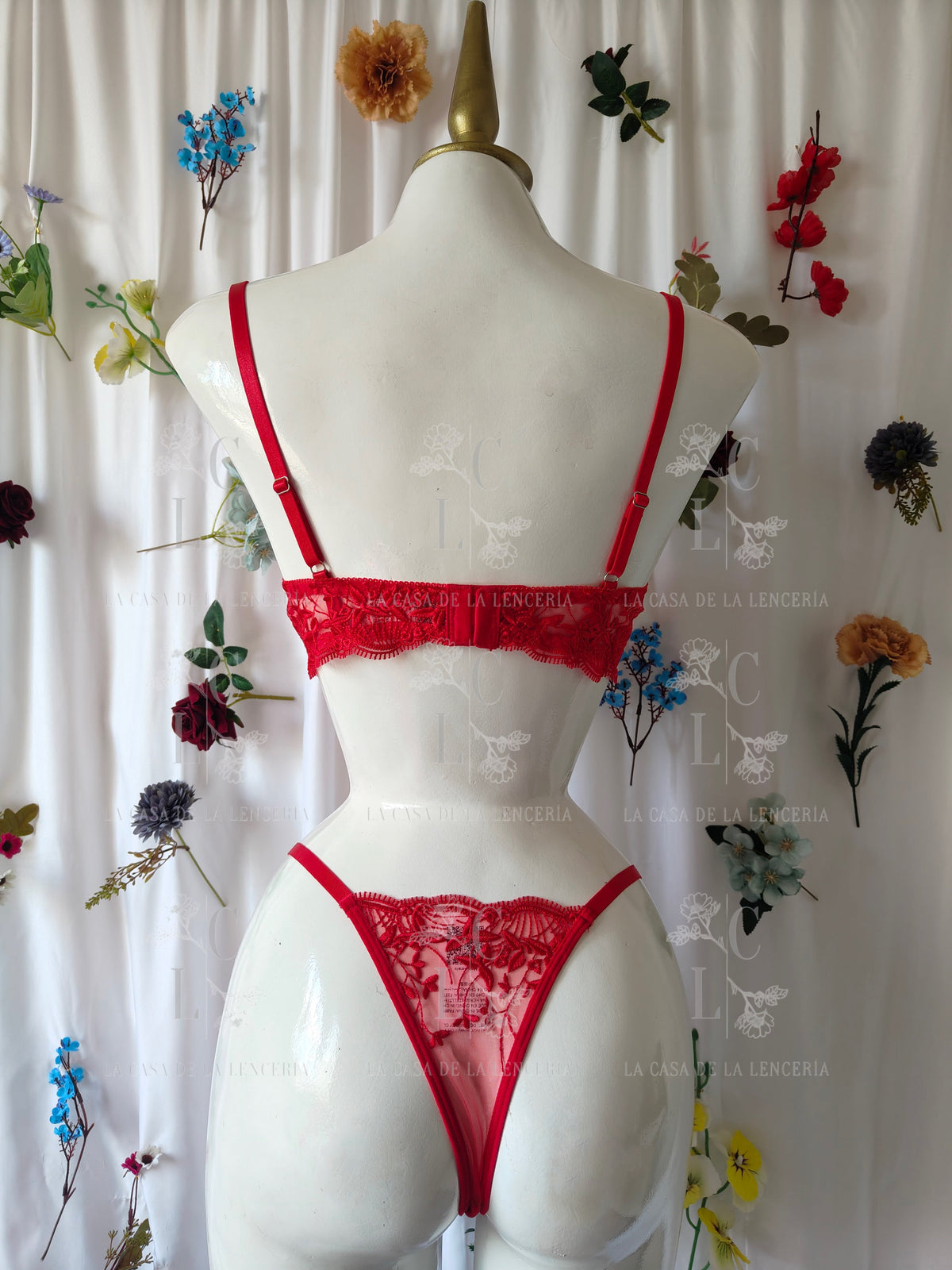 Set flor de lino rojo