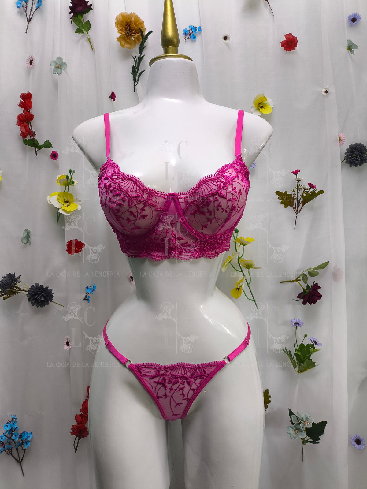 Set Flor de lino fucsia