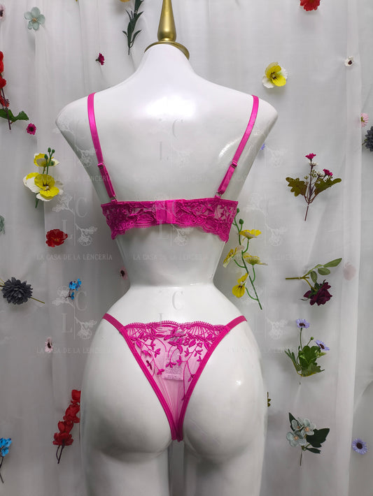 Set Flor de lino fucsia