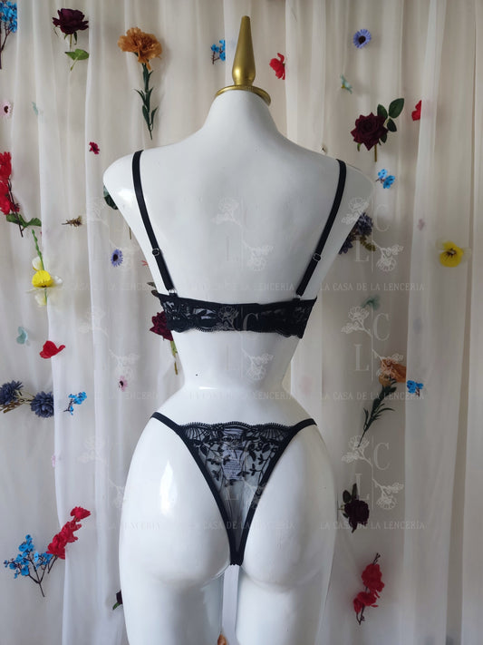 Set Flor de Lino negro